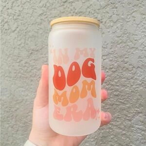 Dog Mom Frosted Glass Tumbler with Bamboo Lid